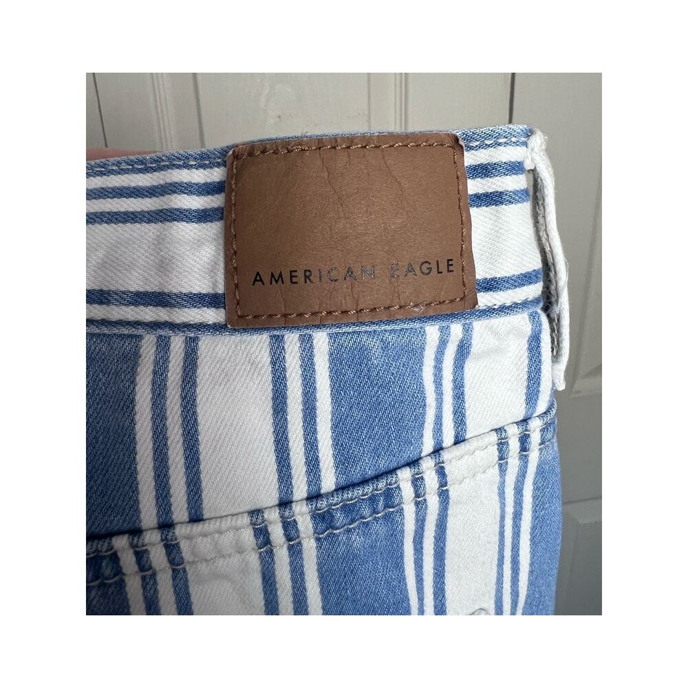 American Eagle Jeans White/Blue Striped Size 4 Regular 100% Cotton - Picture 11 of 11